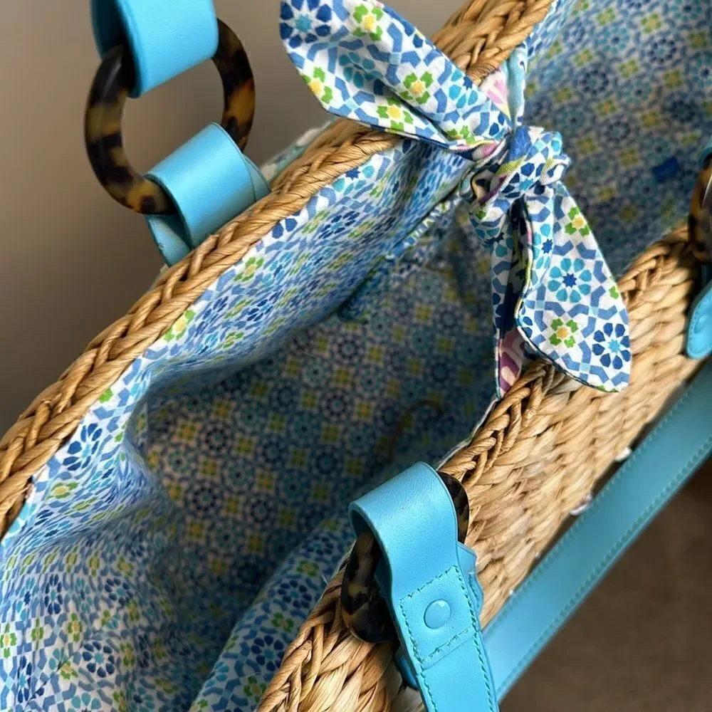 Vera Bradley Straw & Floral Print Spring/Summer Tote Bag